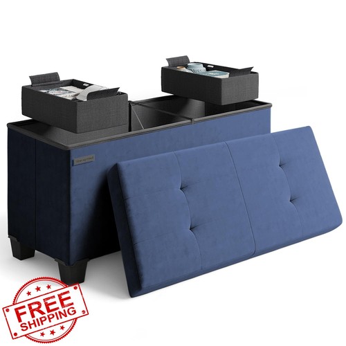 Blue storage ottoman - storage, 30"