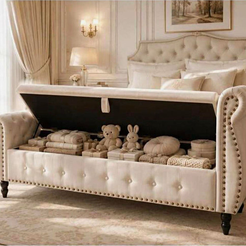 151cm velvet storage bench - 151cm,