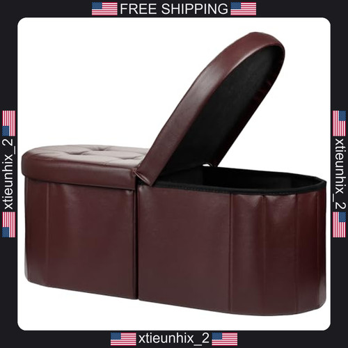 Leather storage ottoman bench - leather,