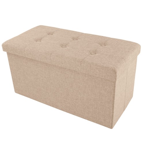 Beige ottoman storage bench - beige,